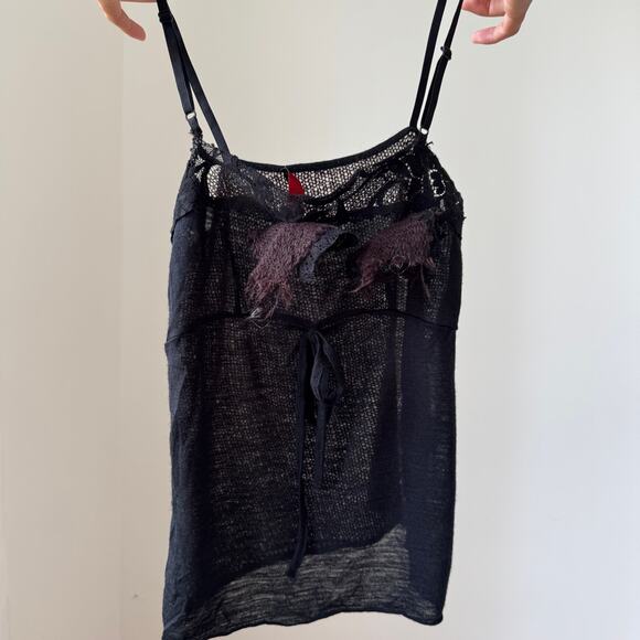 Vintage Sandro Ferrone Italian Mohair-Blend Lace Appliqué Cami (S) - Picture 7 of 14